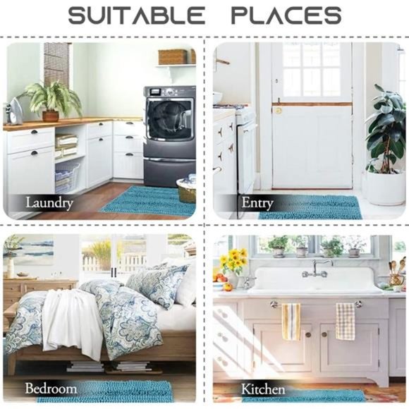 Bathroom Rugs Slip-Resistant Absorbent Soft and Fluffy Thick Striped Bath Mats - Picture 5 of 6